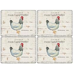 Pimpernel On The Farm Collection Placemats | Set of 4 | Heat Resistant Mats | Cork-Backed Board | Hard Placemat Set for Dining T
