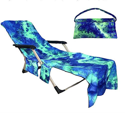 JVJQ Beach Chair Cover with Side Pockets,Microfiber Chaise Lounge Chair Towel Cover for Sun Lounger Pool Sunbathing Garden Beach