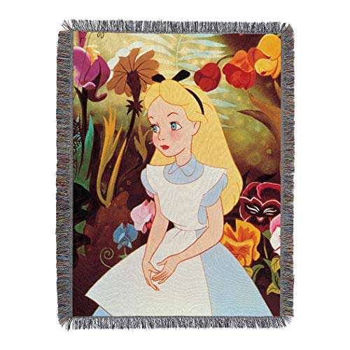 Disney Alice in Wonderland, "Alice in the Garden" Woven Tapestry Throw Blanket, 48" x 60"