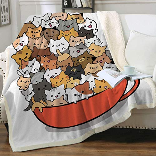 Sleepwish Cat Blankets and Throws Sherpa Throw Blanket Super Soft  Reversible Ultra Luxurious Plush Blanket Pet Fleece Bed