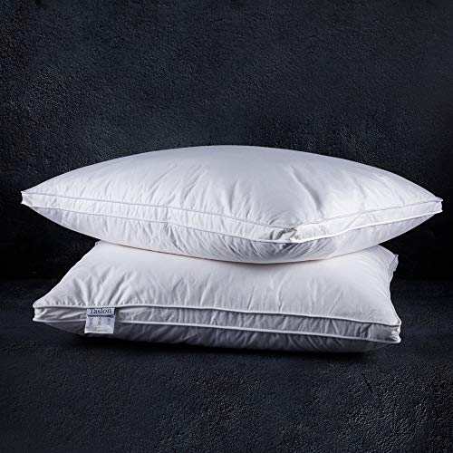 Taslon Soft Down Pillows for Sleeping(2 Pack), Queen(20inx30in)-White Duck Down Feather Bed Pillow Inserts, 100% Brushed Cotton