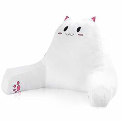 SUNSIDE Cute Cat Reading Pillow, Shredded Memory Foam Back Pillows for Sitting in Bed,Back Support Chair Pillow with