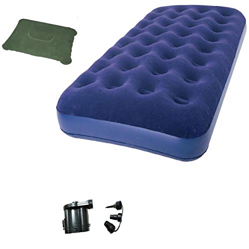 Zaltana Twin Size Air Mattress with DC air Pump (Battery not Included) & Inflatable Pillow Combo (AMN+APD+PL1)