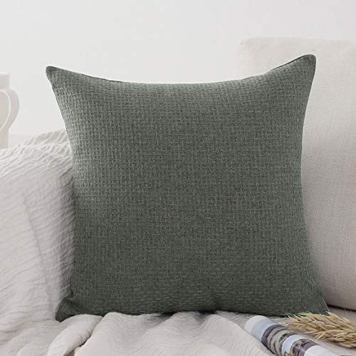 Jepeak Comfy Cotton Linen Throw Pillow Cover Rattan Weaved Pattern Cushion Case, Solid Thickened Farmhouse Modern Decorative