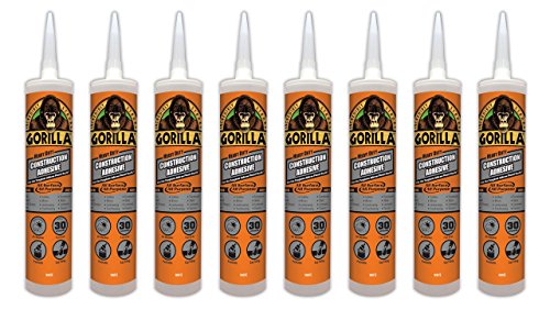 Gorilla Heavy Duty Construction Adhesive, 9 ounce Cartridge, White, (Pack of 8)