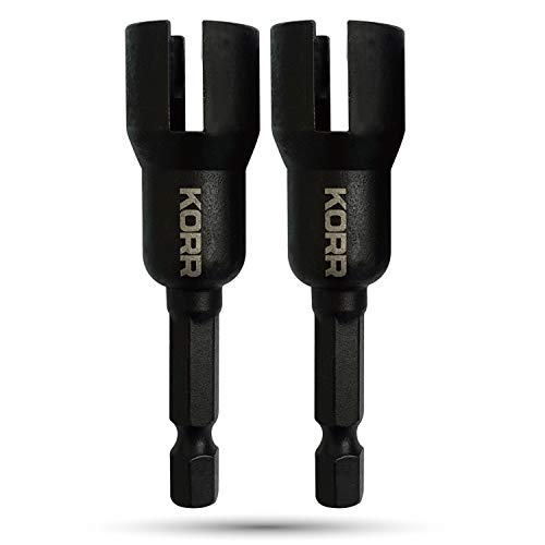 Norske Tools KIBPP027 KORR 2 Pack Wing Nut Driver, Slot Wing Nuts Drill Bit Socket Wrenches Tools, 1/4 inch Hex Shank for