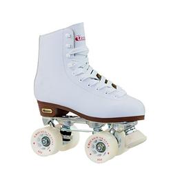 Chicago Women's Premium Leather Lined Rink Roller Skate - Classic White Quad Skates - 8