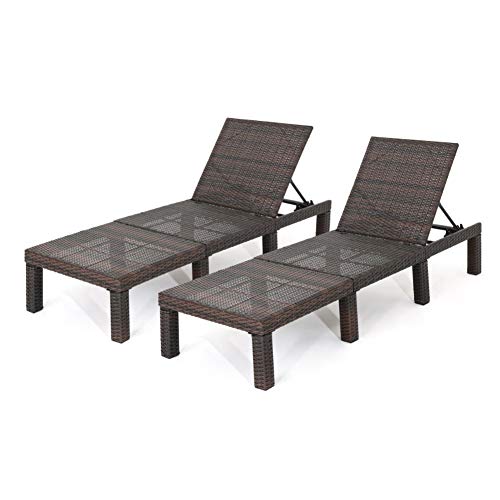 Christopher Knight Home Jamaica Outdoor Wicker Chaise Lounges without Cushions, 2-Pcs Set, Multibrown