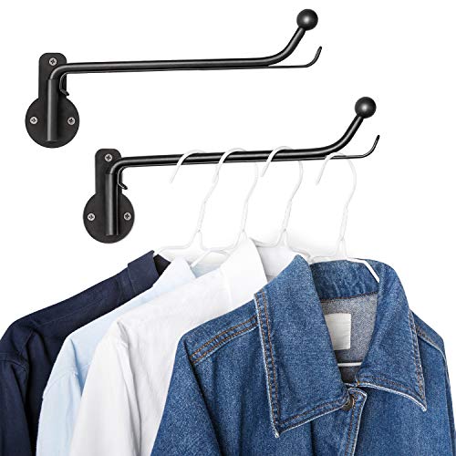 Mkono Wall Mounted Clothes Hanger with Swing Arm Holder Valet Hook Metal Hanging Drying Rack Space Saver for Closet