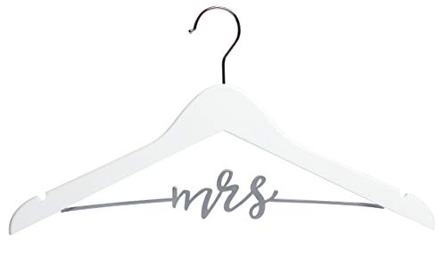 Pearhead Mrs. Wedding Dress Hanger for Bride to Be, Bridal Hanger, Bride Accessory, White