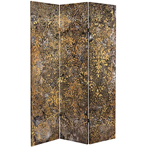 ORIENTAL Furniture 6 ft. Tall Roots of The Earth Canvas Room Divider, Brown/Gold