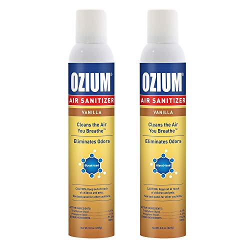 Ozium A807035 8 Oz. Air Sanitizer & Odor Eliminator for Homes, Cars, Offices and More, Vanilla Scent - 2 Pack