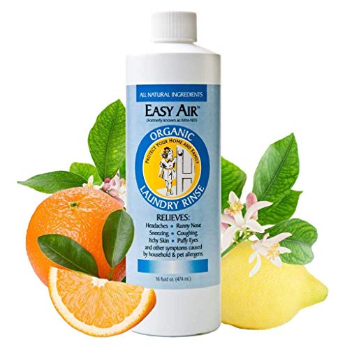 Easy Air Anti-Allergen Easy Air Organic Allergy Relief Laundry Rinse 16-oz, Destroys Pet and Dust Mite Allergens in Bed Linen, Clothes & Towels