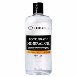 Thirteen Chefs Mineral Oil - 12oz Food Grade Conditioner for Wood Cutting Board, Countertop & Butcher Block, Lubricant for Knife