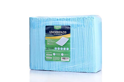 Unifree Disposable Underpad, Incontinence Pad, Super Absorbent, 50 Count, Blue (XL 30x36 Inch)