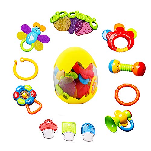 sunwuking Baby Rattles Teether Toy - sunwuking 13 Pieces Newborn Infant Shaking Rattles Set with Box Packing Educational Rattle Toy for