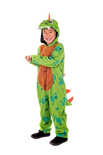 fun shack Kids Dinosaur Costume Childrens Green Hooded Onesie Historical Outfit - Medium