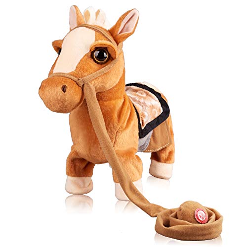 Marsjoy Walking Pony Toy Musical Singing Dancing Plush Interactive Pony