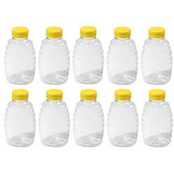 Skywin Honey Jar - 10 Pack 32oz Clear Plastic Squeeze Honey Bottles and Honey Container Dispenser with Flip Lid and Seal, (10)