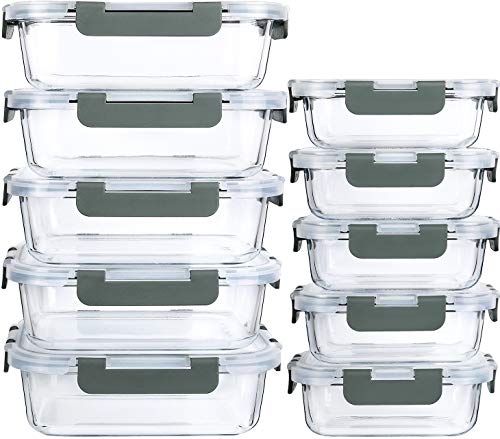 M MCIRCO [10-Pack]Glass Meal Prep Containers with Lids-MCIRCO Glass Food Storage  Containers with Lifetime Lasting Snap Locking Lids
