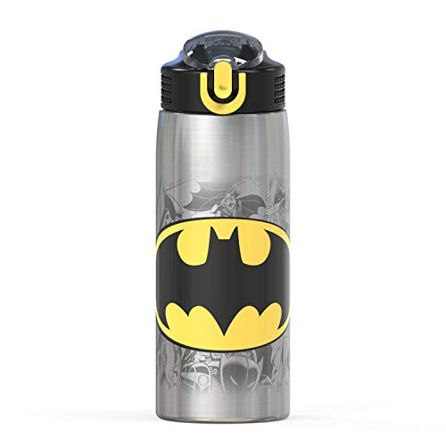 Zak! Designs Zak Designs 27oz DC Comics 18/8 Stainless Steel Water Bottle with Flip-up Straw Spout and Locking Spout Cover, Durable Cup