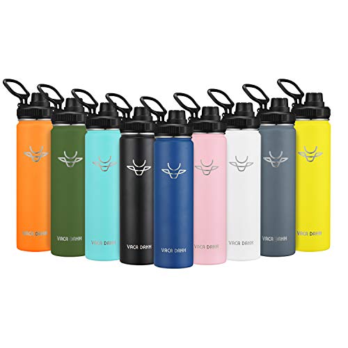 VACADAHH Double Walled Vacuum Insulated Water Bottle with Spout Lid & Screw on Top | Wide Mouth Stainless Steel Non Sweat