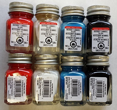 Testor's Enamel Primary Color Set 2 1/4 oz of Each Red, White, Blue, Black