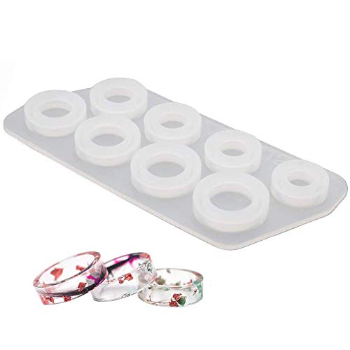 Szecl 8Pcs/Set Ring Silicone Molds for Epoxy Resin Assorted Sizes