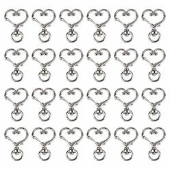 AUEAR, Silver Keychain Metal Spring Snap for DIY Keychain Hanging Buckle and Bag Accessories Creative Key Ring (50 PCS, Heart