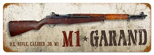 lansome SmartCows M1 Garand Metal Tin Sign with Rustic Retro Decorative Sings for Cafe Home 6 x 16 Inches