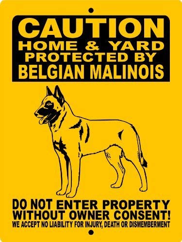 Printt Belgian Malinois Aluminum Guard Dog Sign 2496HYBM Aluminum &quotANIMALZRULE Original Design - &quotNO ONE Else is
