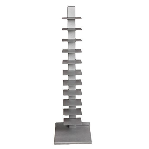 SEI Furniture Spine Book Tower Metal Floor Shelves, Silver