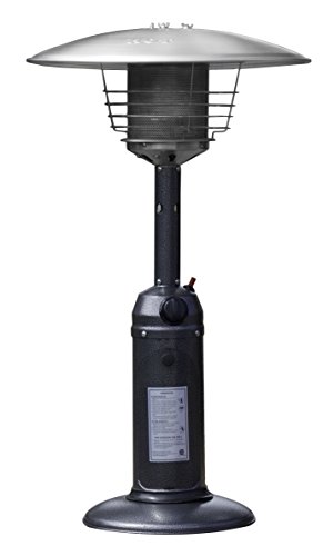Hiland HLDS032-C HLD032-C Portable Tab Top Patio Heater, 11,000 BTU, Use 1lb or 20Lb Propane Tank, Hammered Silver