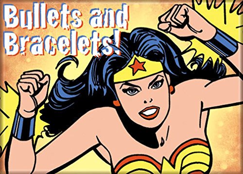 Ata-Boy DC Comics Wonder Woman 'Bullets and Bracelets!' 2.5" x 3.5" Magnet for Refrigerators and Lockers