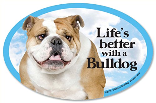 Prismatix / PCSCP Bulldog Oval Dog Magnet for Cars (and fridges too!). Includes bonus â€œI Love My Dogâ€ decal.