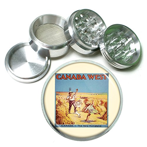 Perfection In Style 63mm 2.5" 4 Pc Aluminum Sifter Magnetic Herb Grinder Vintage Canada Design 010