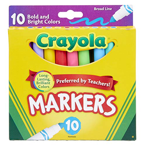 Crayola Broad Line Markers, Bold & Bright Colors, Pack of 10, 1, Assorted