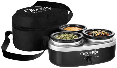 Crock-Pot 16-Ounce Little Triple Dipper Slow Cooker, Silver and Black,  SCRMTD307-DK
