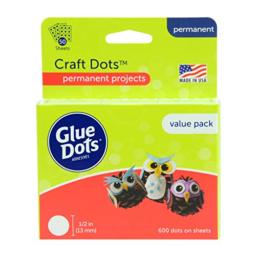 Glue Dots Craft Glue Dot Value Pack, 1/2 Inch, Clear, Pack of 600
