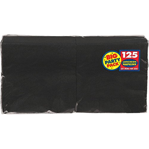 Amscan Big Party Pack Jet Black Luncheon Napkins, Pack of 125, Party Supply