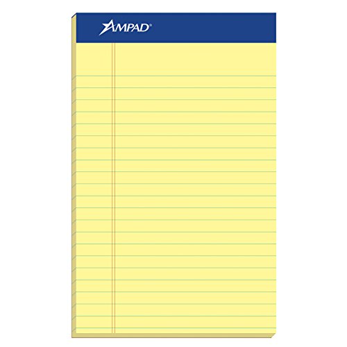 Ampad Perforated Pad, Size 5 x 8, Canary Yellow Paper, Jr. Legal, 50 Sheet Per Pad (20-252DPA)