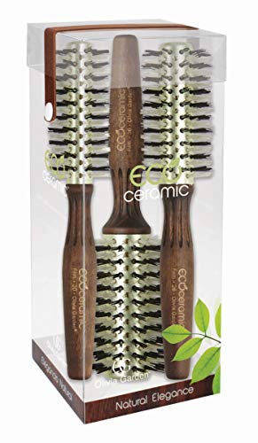 Olivia Garden EcoCeramic Firm Bristle Round Thermal Hair Brush Kit