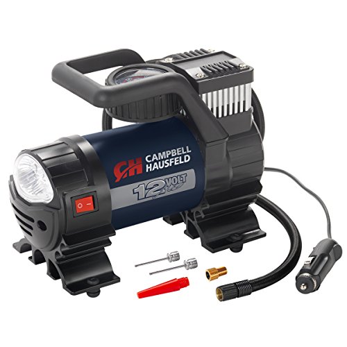 Campbell Hausfeld Mighty Portable Inflator, 12V, 150 PSI Air Compressor, Pump with Safety Light & Accessories (Campbell Hausfeld AF010400)