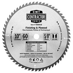 CMT K06010 ITK Contractor Finish & Plywood Saw Blade, 10 x 60 Teeth, 10Â° ATB with 5/8-Inch bore