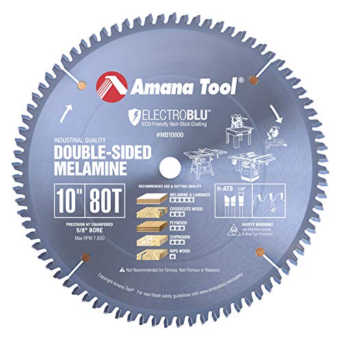 Amana Tool - MB10800C Electro-BLU Carbide Tipped Double-Face Melamine 10" Dia x 80T H-