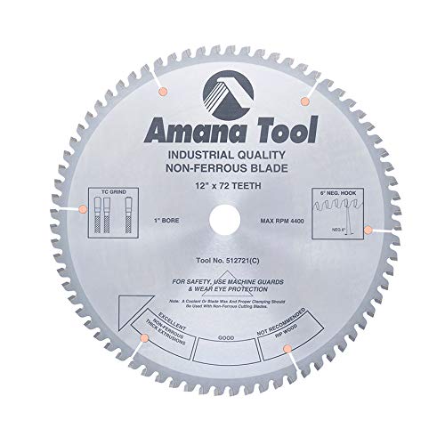 Amana Tool - 512721 Carbide Tipped Aluminum & Non-Ferrous Metals 12" Dia x 72T Tcg