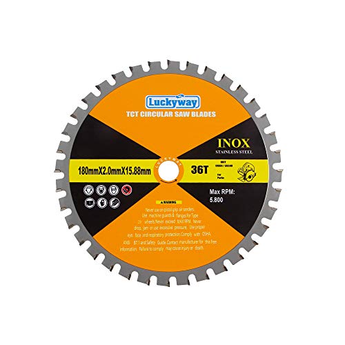 Luckyway 7 Inch 36 Teeth with 5/8 Inch Arbor Multi-purpose TCT Circular Saw Blade for Cutting Wood, Aluminum and Non-ferrous