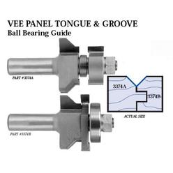 Whiteside 3374 V-Panel Tongue & Groove Router Bit with Ball Bearing Guide (2 Piece Set)