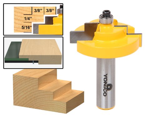 Yonico 18126 1/4-Inch Glass Stepped Rabbet Router Bit 1/2-Inch Shank