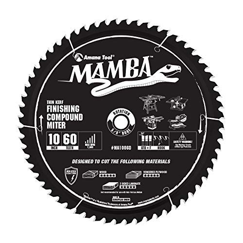 Amana Tool MA10060 Carbide Tipped Thin Kerf Finishing Compound Miter Mamba Contractor Series 10 Inch